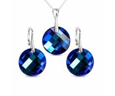 Diamond Sky Jewelry Sidabrinis papuošalų rinkinys moterims DiamondSky „Moon (Bermuda Mėlyna)“ su Swarovski kristalais