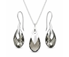 Diamond Sky Jewelry Sidabrinis papuošalų rinkinys moterims „Baroque II (Juodas Diamond Light Chrome)“ su Swarovski® kristalais