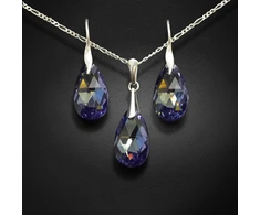 Diamond Sky Jewelry Sidabrinis papuošalų rinkinys moterims „Baroque (Tanzanite AB)“ su Swarovski® kristalais