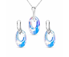 Diamond Sky Jewelry Sidabrinis papuošalų rinkinys moterims DiamondSky „Helios (Aurora Borealis)“ su Swarovski kristalais