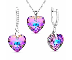 Diamond Sky Jewelry Sidabrinis papuošalų rinkinys moterims DiamondSky „Romantic Heart III R (Vitrail Light)“ su Swarovski kristalais