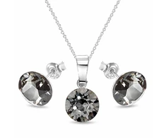 Diamond Sky Jewelry Sidabrinis papuošalų rinkinys moterims „Classic (Sidabrinis Night)“ su Swarovski® kristalais
