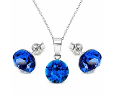 Diamond Sky Jewelry Sidabrinis papuošalų rinkinys moterims DiamondSky „Classic (Capri Mėlyna)“ su Swarovski kristalais