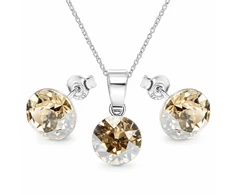 Diamond Sky Jewelry Sidabrinis papuošalų rinkinys moterims DiamondSky „Classic (Golden Shadow)“ su Swarovski kristalais