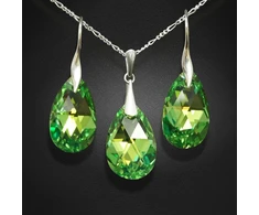 Diamond Sky Jewelry Sidabrinis papuošalų rinkinys moterims „Baroque (Peridot AB)“ su Swarovski® kristalais
