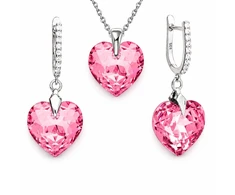 Diamond Sky Jewelry Sidabrinis papuošalų rinkinys moterims DiamondSky „Romantic Heart III R (Rose)“ su Swarovski kristalais