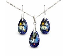 Diamond Sky Jewelry Sidabrinis papuošalų rinkinys moterims „Baroque (Tanzanite AB)“ su Swarovski® kristalais