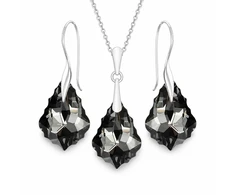 Diamond Sky Jewelry Sidabrinis papuošalų rinkinys moterims „Baroque IV (Sidabrinis Night)“ su Swarovski® kristalais