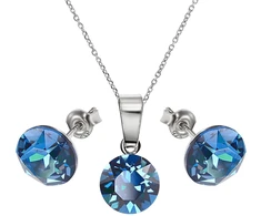 Diamond Sky Jewelry Sidabrinis papuošalų rinkinys moterims „Classic (Bermuda Mėlyna)“ su Swarovski® kristalais