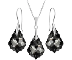 Diamond Sky Jewelry Sidabrinis papuošalų rinkinys moterims „Baroque IV (Sidabrinis Night)“ su Swarovski® kristalais