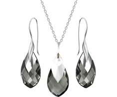Diamond Sky Jewelry Sidabrinis papuošalų rinkinys moterims „Baroque II (Juodas Diamond Light Chrome)“ su Swarovski® kristalais