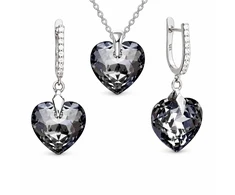 Diamond Sky Jewelry Sidabrinis papuošalų rinkinys moterims „Romantic Heart III R (Sidabrinis Night)“ su Swarovski® kristalais
