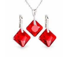 Diamond Sky Jewelry Sidabrinis papuošalų rinkinys moterims „Shimmer (Light Siam)“ su Swarovski® kristalais