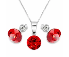 Diamond Sky Jewelry Sidabrinis papuošalų rinkinys moterims „Classic (Light Siam)“ su Swarovski® kristalais