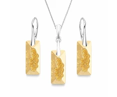 Diamond Sky Jewelry Sidabrinis papuošalų rinkinys moterims DiamondSky „Growing Crystal II (Golden Shadow)“ su Swarovski kristalais