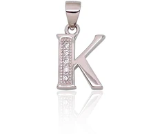Diamond Sky Jewelry Sidabrinis raidės pakabukas su cirkoniais „K“