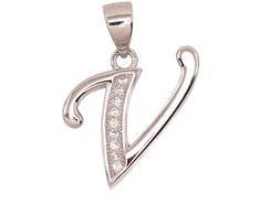 Diamond Sky Jewelry Sidabrinis raidės pakabukas su cirkoniais „V II“
