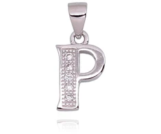 Diamond Sky Jewelry Sidabrinis raidės pakabukas su cirkoniais „P“