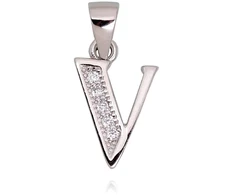 Diamond Sky Jewelry Sidabrinis raidės pakabukas su cirkoniais „V“