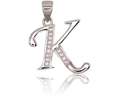 Diamond Sky Jewelry Sidabrinis raidės pakabukas su cirkoniais „K II“
