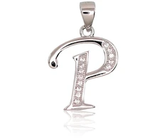 Diamond Sky Jewelry Sidabrinis raidės pakabukas su cirkoniais „P II“
