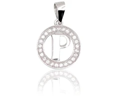 Diamond Sky Jewelry Sidabrinis raidės pakabukas su cirkoniais „P III“
