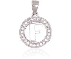 Diamond Sky Jewelry Sidabrinis raidės pakabukas su cirkoniais „F IV“