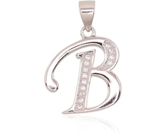 Diamond Sky Jewelry Sidabrinis raidės pakabukas su cirkoniais „B“