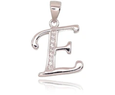 Diamond Sky Jewelry Sidabrinis raidės pakabukas su cirkoniais „E“