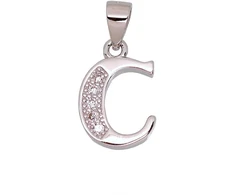 Diamond Sky Jewelry Sidabrinis raidės pakabukas su cirkoniais „C“