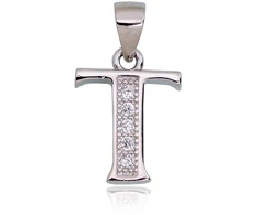 Diamond Sky Jewelry Sidabrinis raidės pakabukas su cirkoniais „T“