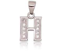 Diamond Sky Jewelry Sidabrinis raidės pakabukas su cirkoniais „H“