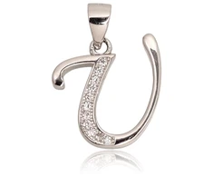 Diamond Sky Jewelry Sidabrinis raidės pakabukas su cirkoniais „U II“