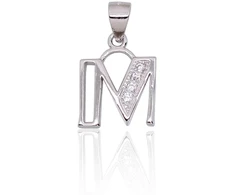 Diamond Sky Jewelry Sidabrinis raidės pakabukas su cirkoniais „M“