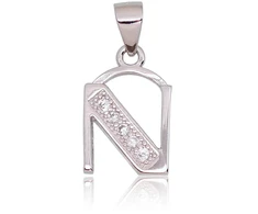 Diamond Sky Jewelry Sidabrinis raidės pakabukas su cirkoniais „N“