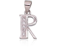 Diamond Sky Jewelry Sidabrinis raidės pakabukas su cirkoniais „R“