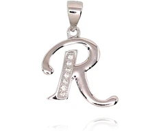 Diamond Sky Jewelry Sidabrinis raidės pakabukas su cirkoniais „R II“