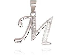 Diamond Sky Jewelry Sidabrinis raidės pakabukas su cirkoniais „M II“