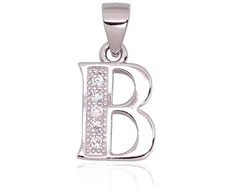 Diamond Sky Jewelry Sidabrinis raidės pakabukas su cirkoniais „B II“
