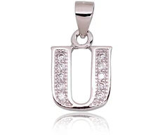 Diamond Sky Jewelry Sidabrinis raidės pakabukas su cirkoniais „U“