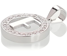 Diamond Sky Jewelry Sidabrinis raidės pakabukas su cirkoniais „F IV“