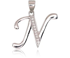Diamond Sky Jewelry Sidabrinis raidės pakabukas su cirkoniais „N II“