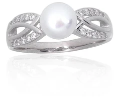 Diamond Sky Jewelry Sidabrinis žiedas su cirkoniais ir perlais „Silk Route“