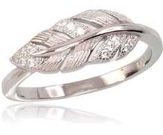 Diamond Sky Jewelry Sidabrinis žiedas su cirkoniais „Sidabrinis Leaf“