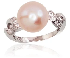 Diamond Sky Jewelry Sidabrinis žiedas su cirkoniais ir perlais „Dawn Pearl“