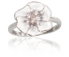 Diamond Sky Jewelry Sidabrinis žiedas su cirkoniais ir emaliu „Tango II“