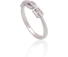 Diamond Sky Jewelry Sidabrinis žiedas su cirkoniais „Crystal Geometry“