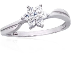 Diamond Sky Jewelry Sidabrinis žiedas su cirkoniais „Akmeninė Gėlė V“
