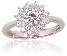 Diamond Sky Jewelry Sidabrinis žiedas su cirkoniais „Akmeninė Gėlė VI“