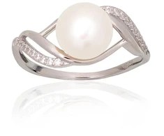 Diamond Sky Jewelry Sidabrinis žiedas su cirkoniais ir perlais „Lunar Orbit II“